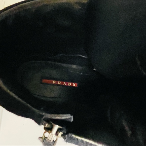 Like-new Prada high-top suede wedge sneakers 39.5 - Picture 7 of 10